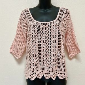 NEW Handmade Crochet Pink / Peach Bathing Suit Cover Up or Unique Top